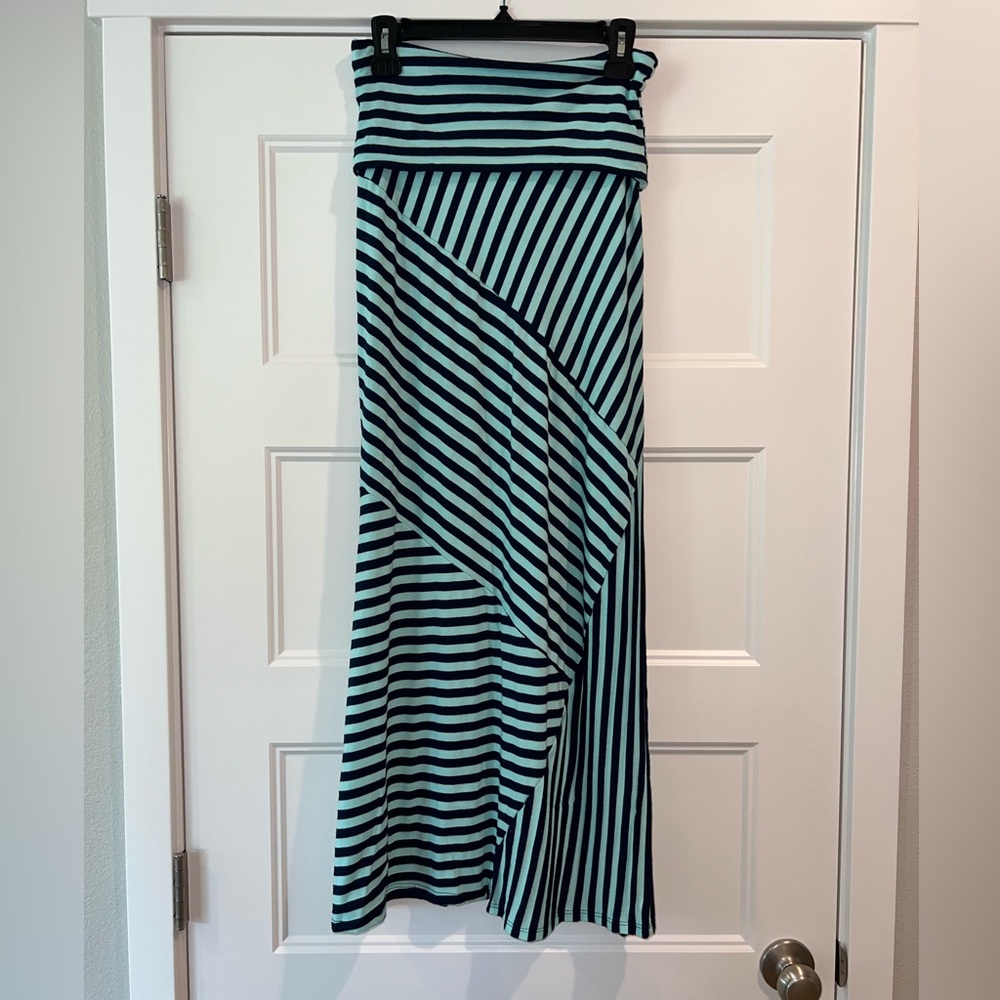 Navy‎ and Turquoise Maxi Skirt